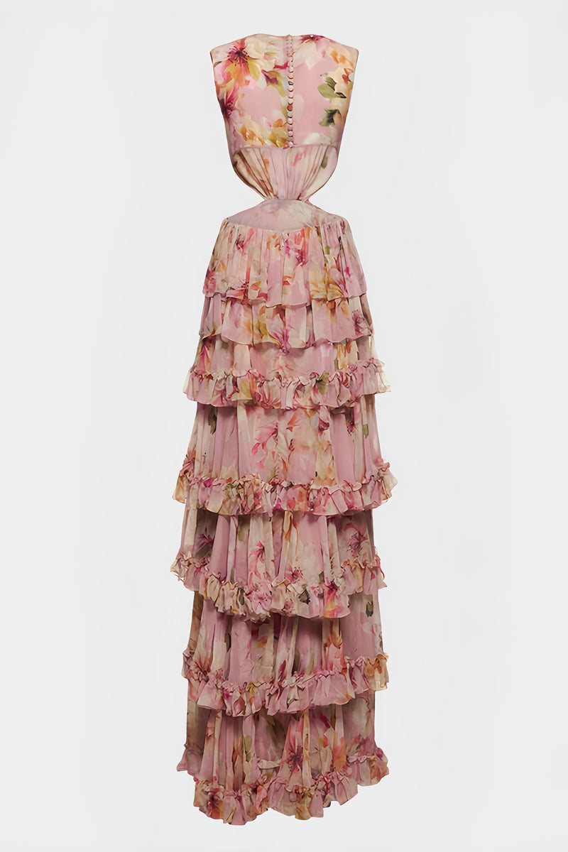 Liora High Waisted Printed Maxi Dress