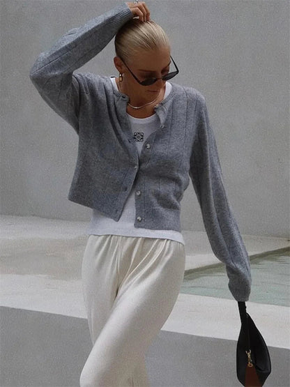 Knit Long Sleeve Loose High Waist Female Summer Cardigan