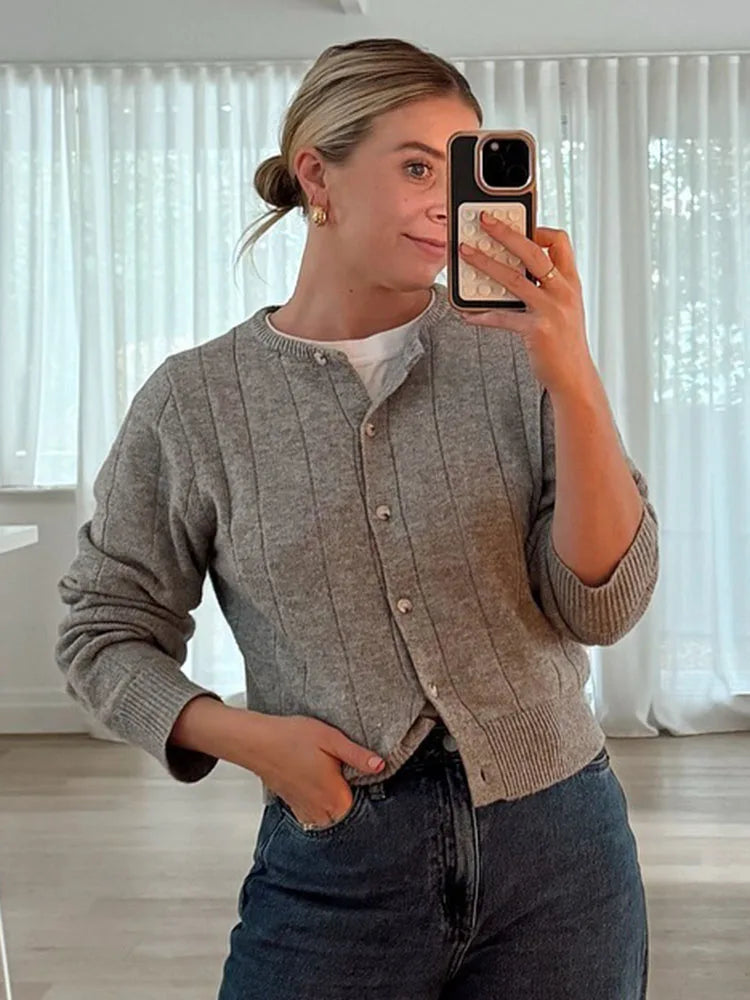 Knit Long Sleeve Loose High Waist Female Summer Cardigan