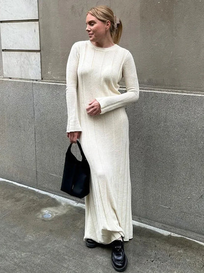 Loose High Waist Long Dress Female Long Sleeve Pullover Dress Knitwear Winter Maxi Dress