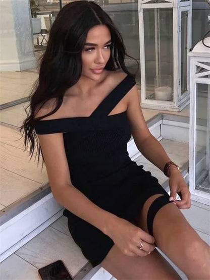 Off Shoulder Knit Dress for Halter Bandage Knitted Slim Bodycon Dresses Knitwear Sundress Beach Party Mini Dress