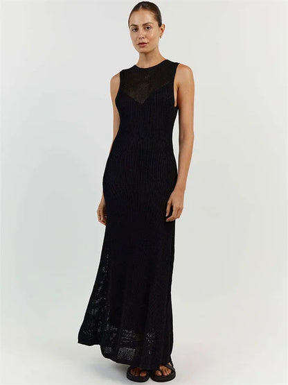 White Crochet Hollow Out Midi Dress for Long Sleeve Dress Beach Holiday See-through Summer Dress Cover-up