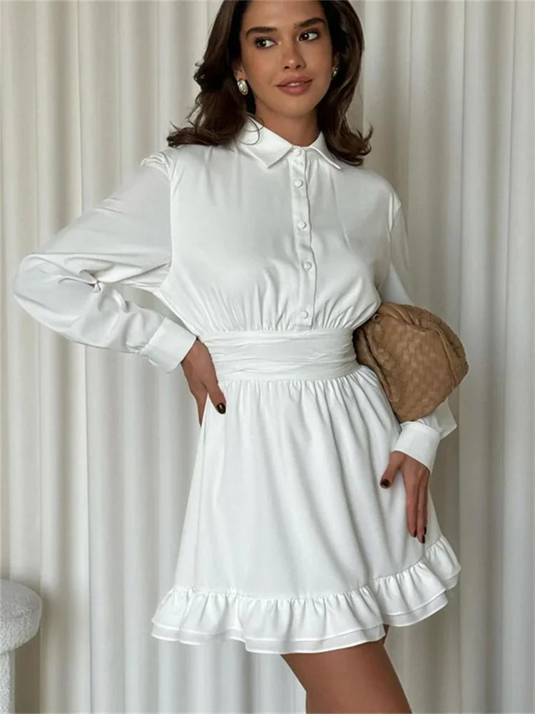 Ruffled Bandage Lace-up Mini Dress