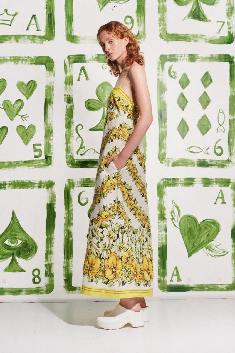 Tristane Spaghetti Maxi Dress in Yellow