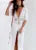 Beach Long Maxi Dress Beach Cover Up Bikini Tunic Pareo White V Neck Dress Robe Swimwear Bathing Suit Beachwear
