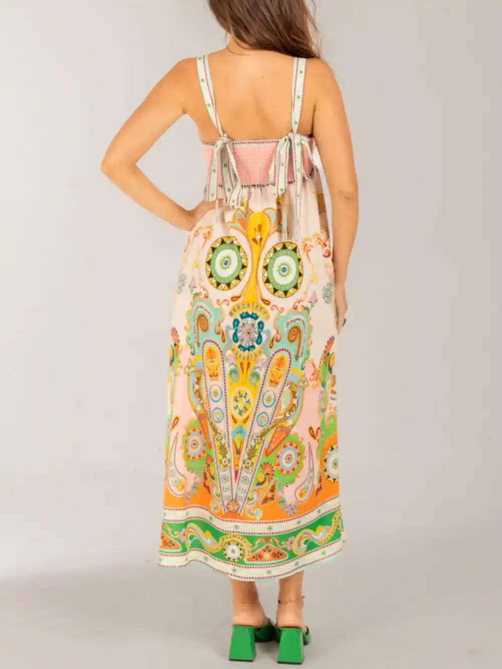 Fashionable Holiday Print Midi Dress