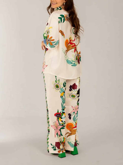 Satin Oversized Blouse With Sophisticated Print