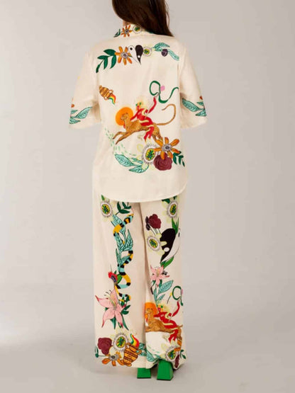 Satin Oversized Blouse With Sophisticated Print
