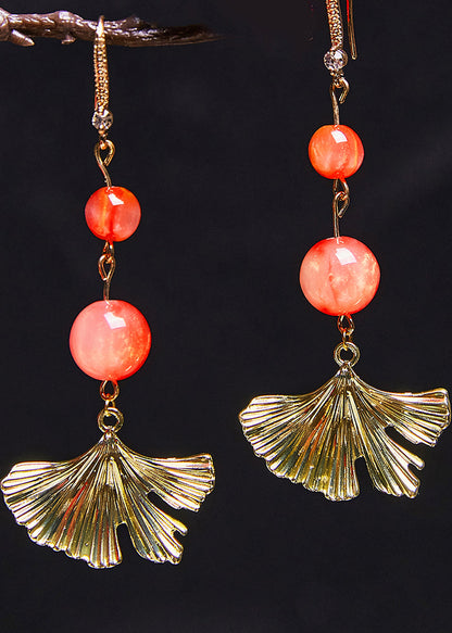 Unique 14k Gold Fan-shaped Drop Earrings New Style