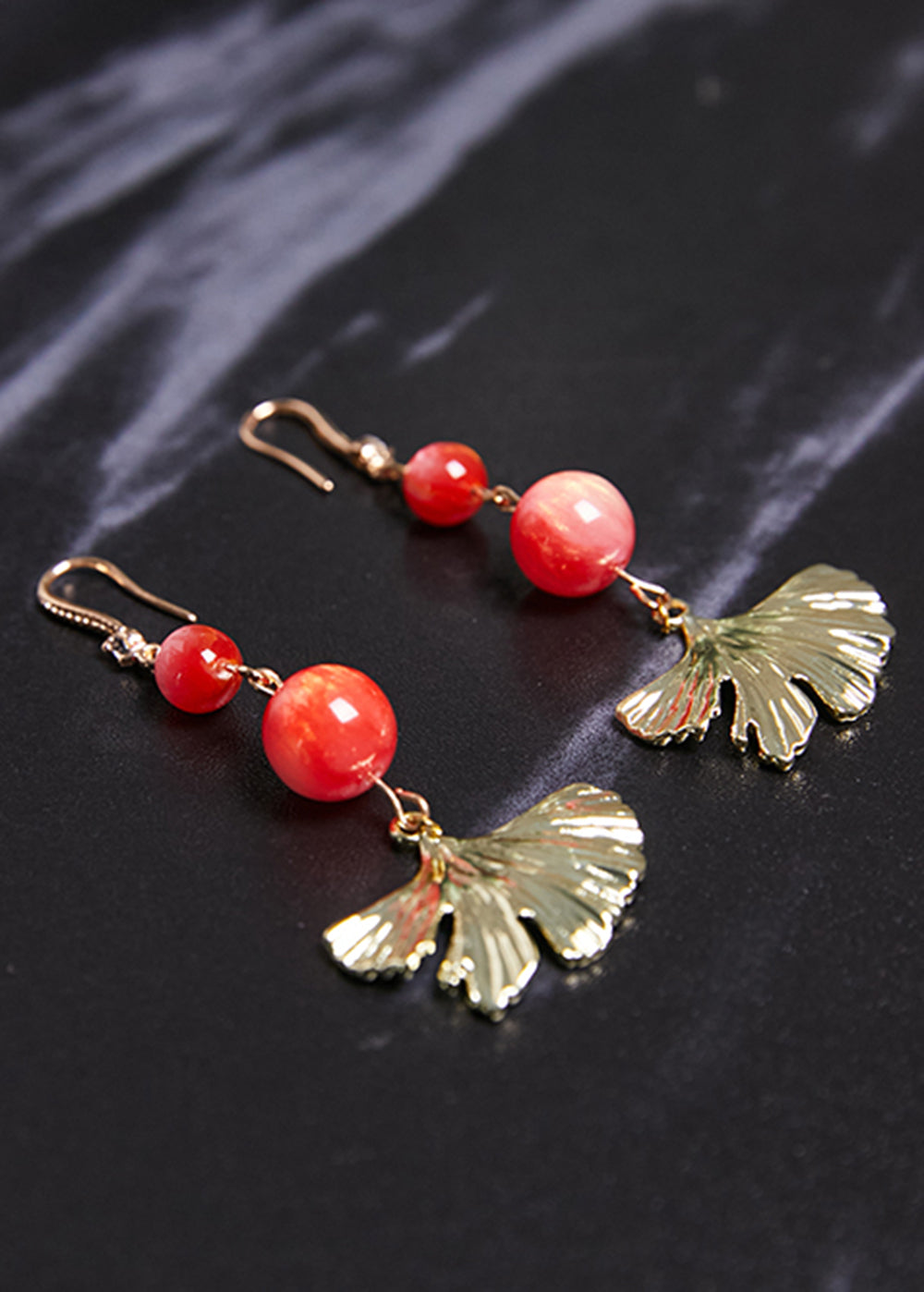 Unique 14k Gold Fan-shaped Drop Earrings New Style