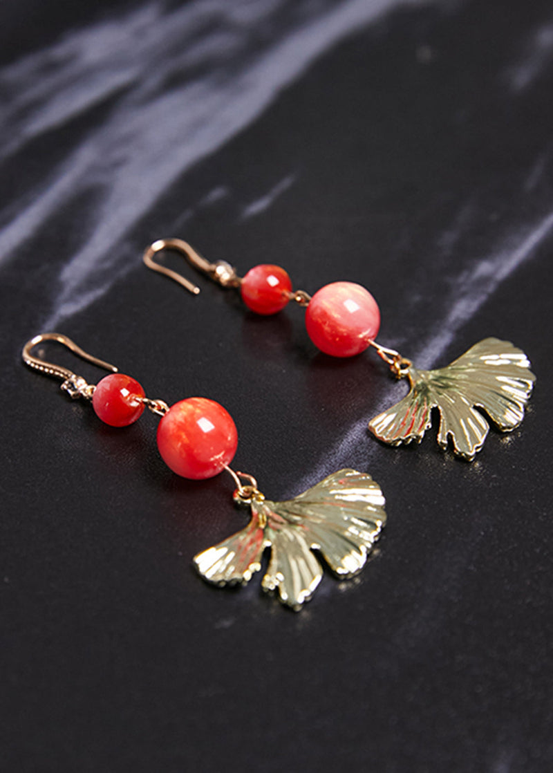 Unique 14k Gold Fan-shaped Drop Earrings New Style