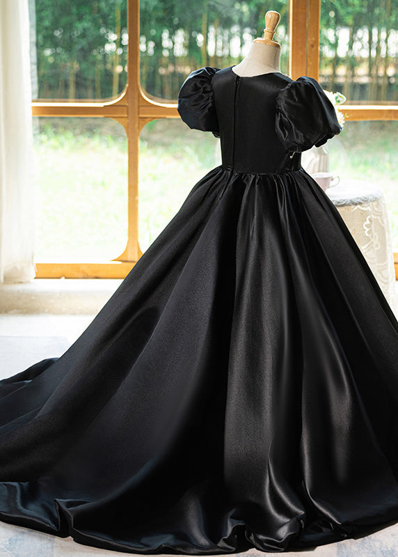 Unique Black O-neck Patchwork Hollow Out Silk Long Dress Summer Yg016