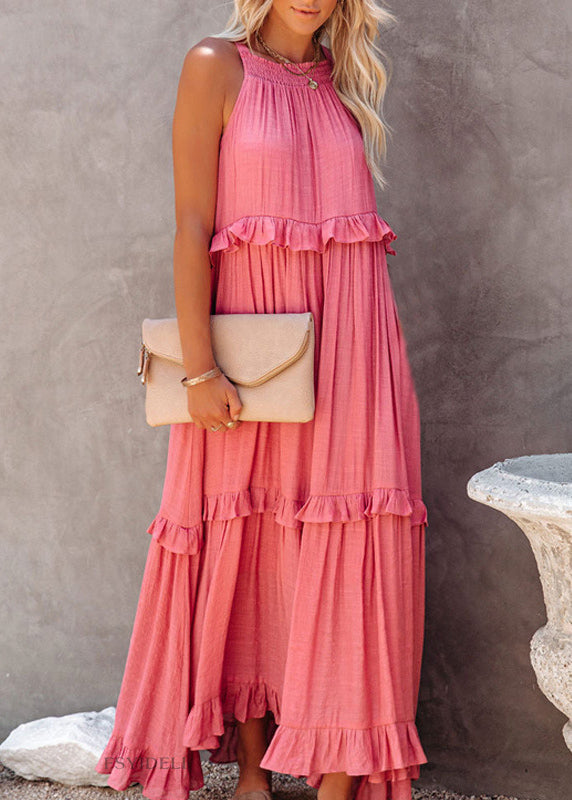 Unique Blue Ruffled Patchwork Holida Long Dress Summer Vb1038