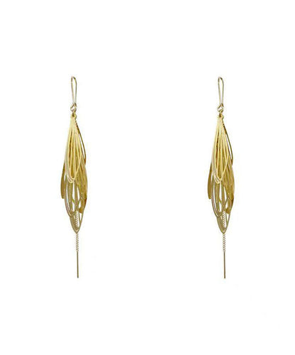 Unique Gold Copper Tassel Drop Earrings