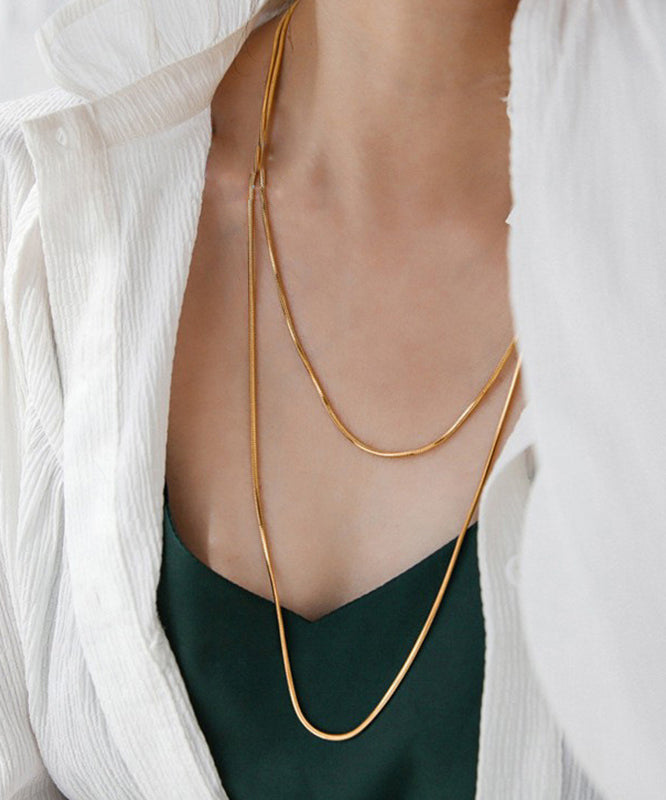 Unique Gold Stainless Steel Double Layer Sweater Necklace Yd016