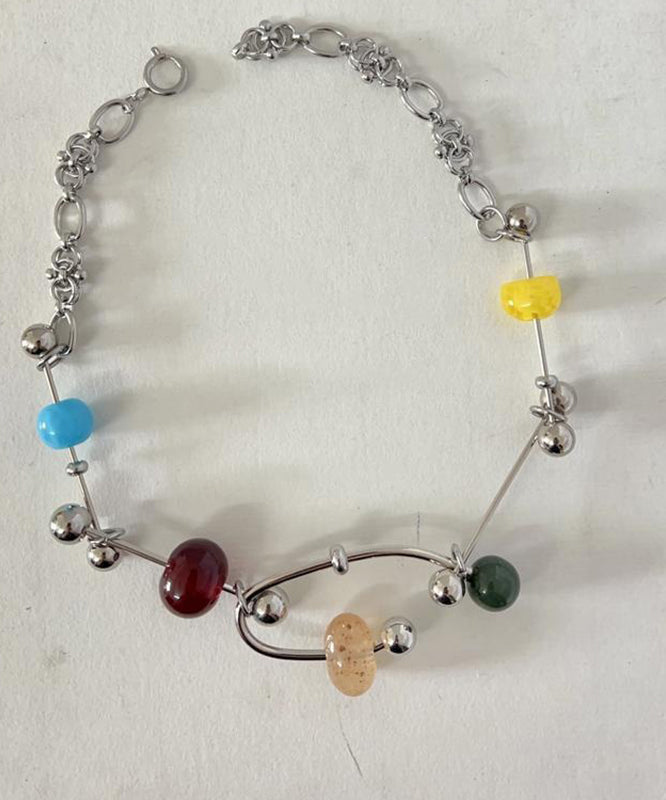Unique Rainbow Stainless Steel Acrylic Alloy Pendant Necklace Yr017