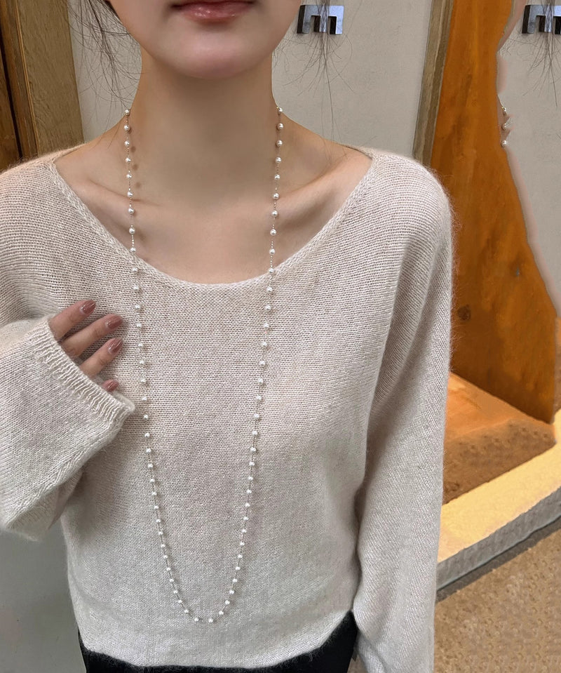 Unique Silk Sterling Silver Pearl Crystal Gratuated Bead Necklace Yr012