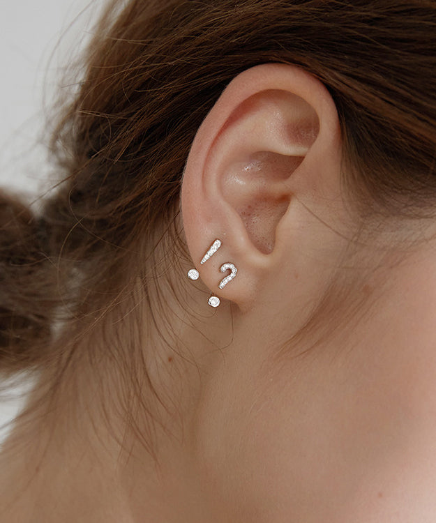 Unique Silk Sterling Silver Zircon Asymmetric Stud Earrings Gh1032