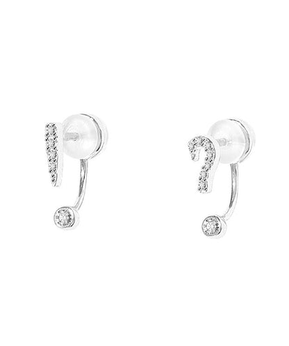 Unique Silk Sterling Silver Zircon Asymmetric Stud Earrings Gh1032