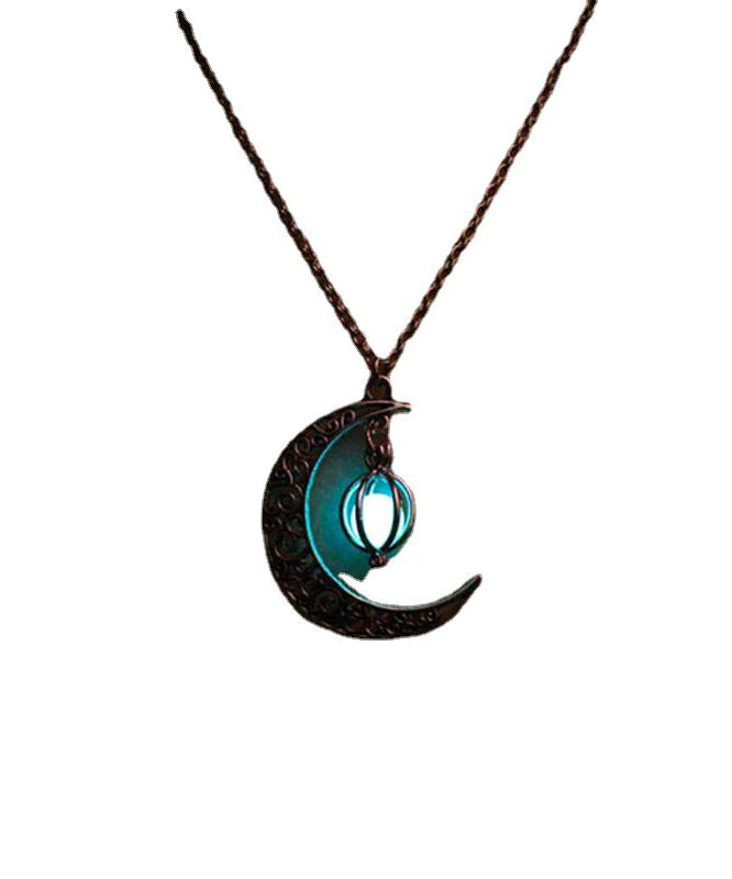 Unique Stainless Steel Moon Chain Luminous Lariat Necklace