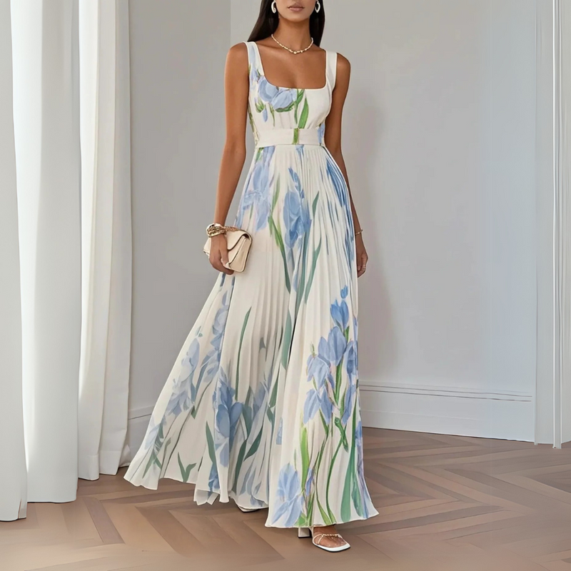 Zinnias - Stylish Pleated Maxi Dress
