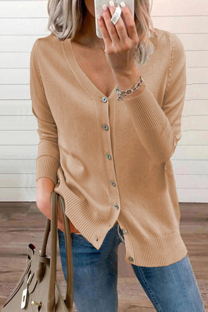 V Neck Button-down Cardigan