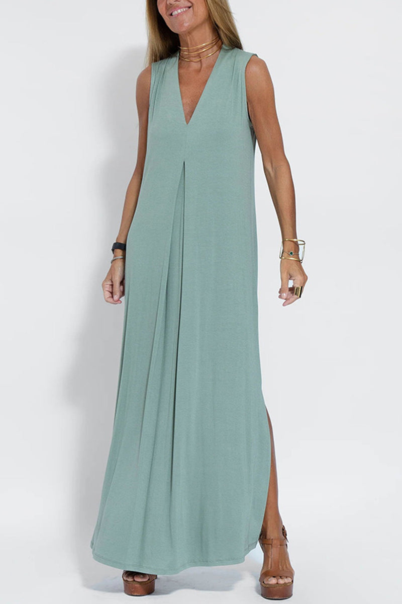 V Neck Tank Dress Long Cardigan Suits