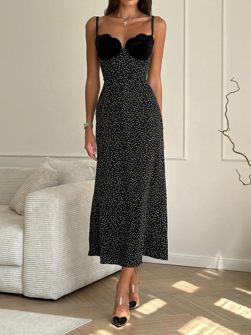 Velvet Insert Midi Dress