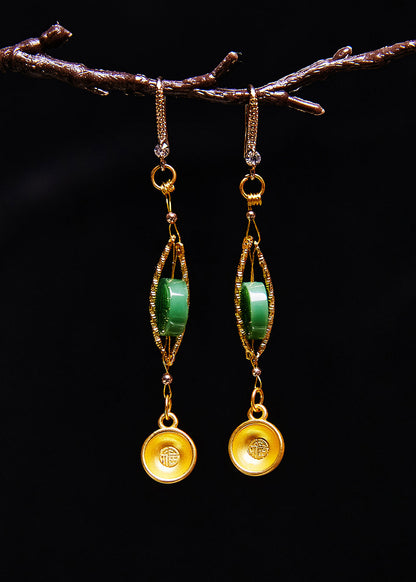 Blessed Bowl Gilding Fine Jade Drop Earrings