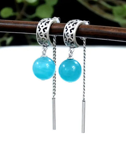 Sterling Silver Gem Stone Tassel Drop Earrings