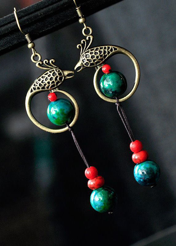Bluebird Turquoise Original Design Copper Drop Earrings
