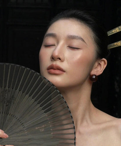 Brown Acrylic Alloy Resin Ball Stud Earrings
