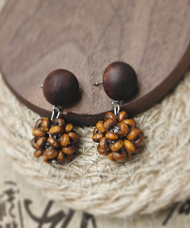 Brown Sterling Silver Pinecone Drop Earrings