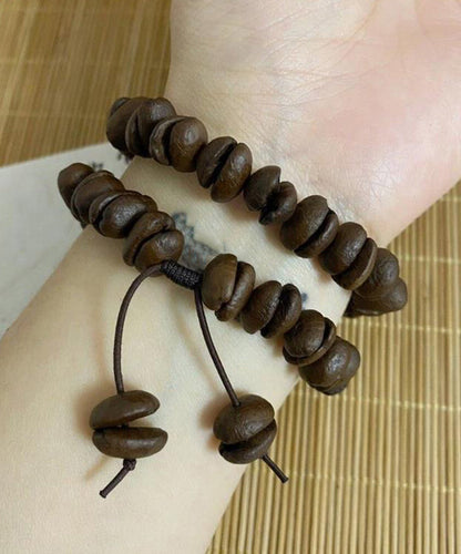 Coffee Leather Rope Beads Charm Bracelet