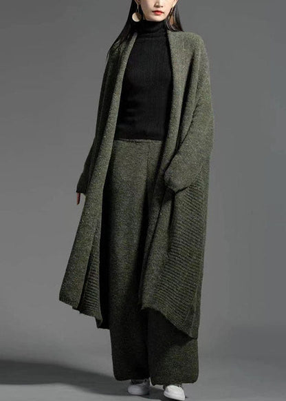 Coffee V Neck Patchwork Wool Knitting Cardigan Spring Ly0011
