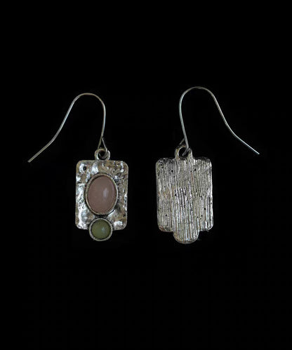 Colorblock Alloy Gem Stone Geometry Drop Earrings