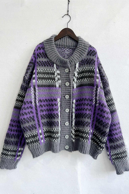 Contrast Striped Cardigan