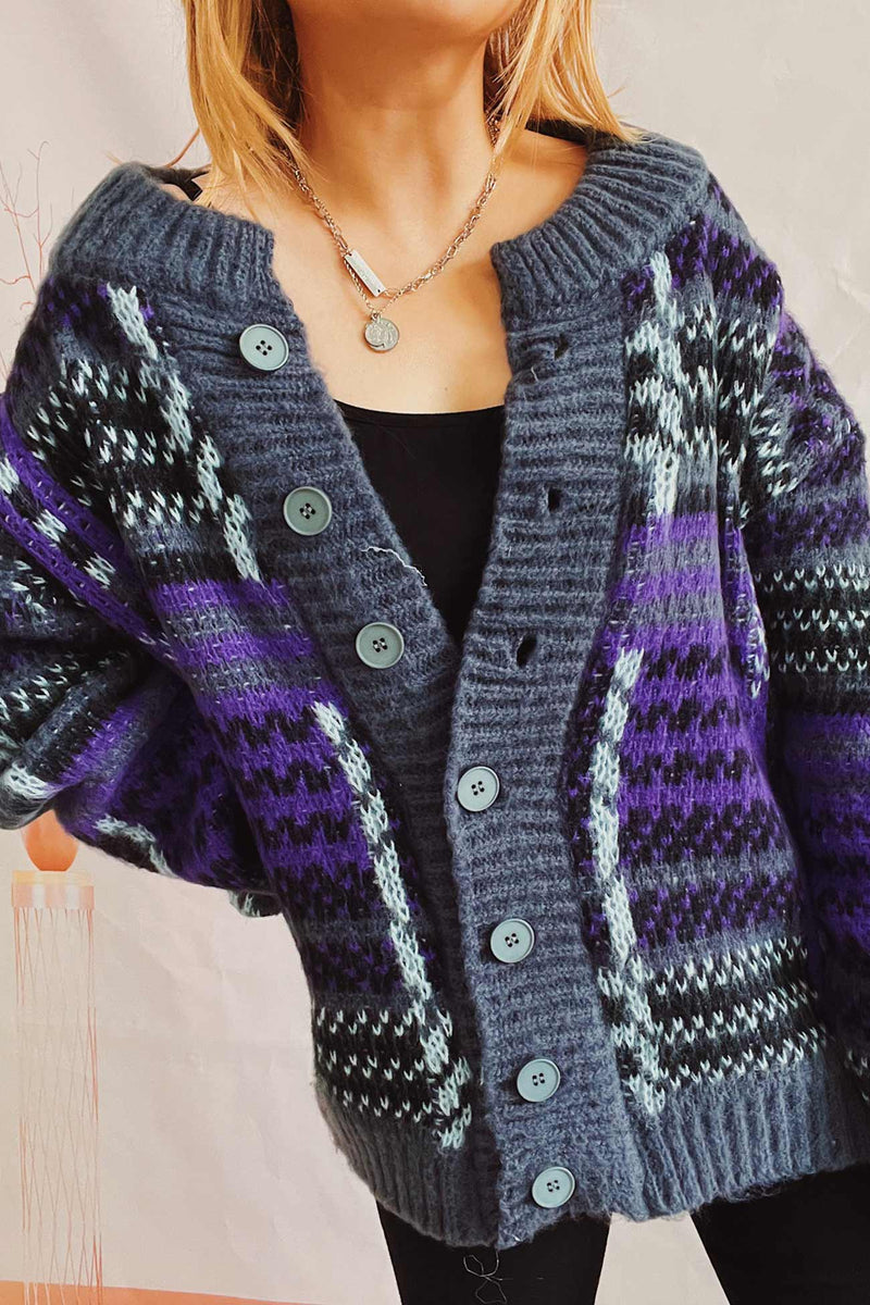 Contrast Striped Cardigan