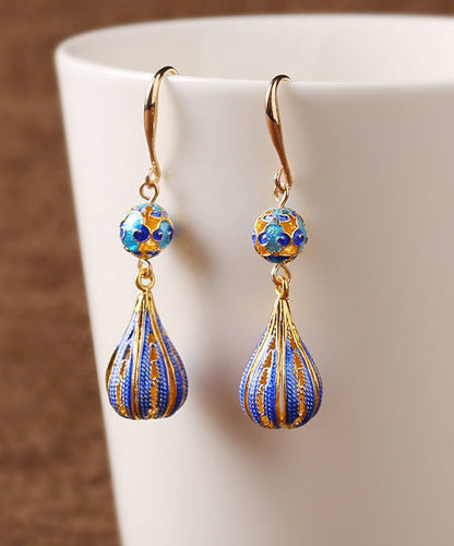 Gold Ancient Gold Cloisonne Drop Earrings