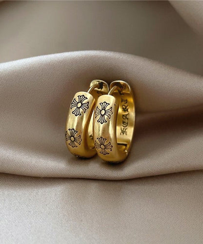 Gold Copper Overgild Print Hoop Earrings