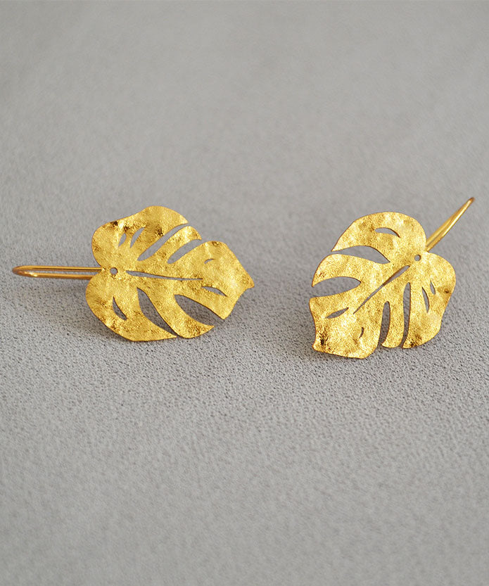 Hot Gold Leaf 14k Gold Copper Stud Earrings
