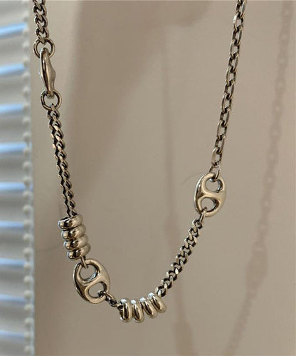 Gold Stainless Steel Chain Linked Patchwork Pendant Necklace Po005