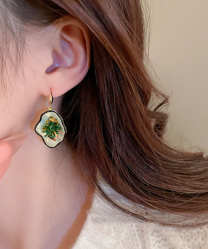 Green Copper Dropping Glaze Drop Earrings