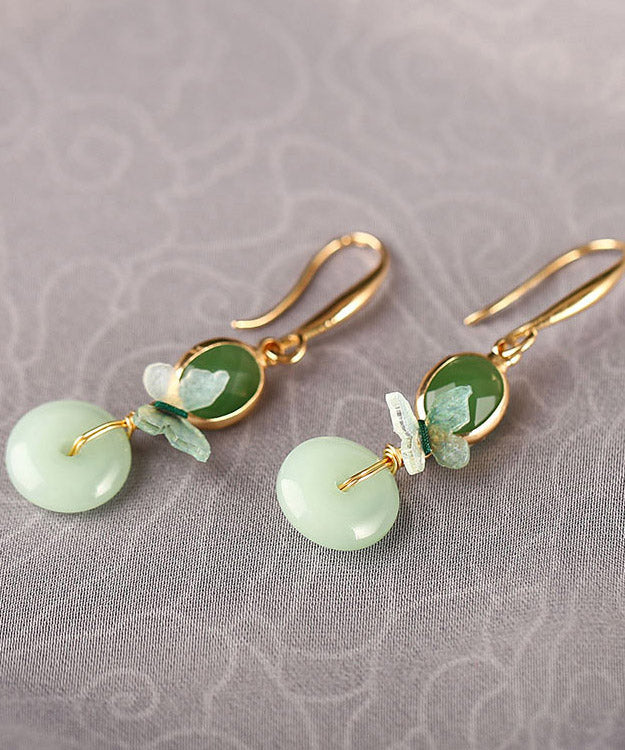 Green Copper Glaze Butterfly Drop Earrings