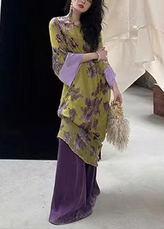 Green Embroidered Patchwork Chiffon Long Dress Spring Uu1033