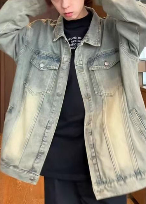 Yellow Coats Denim Collar Peter Mud Pan Button