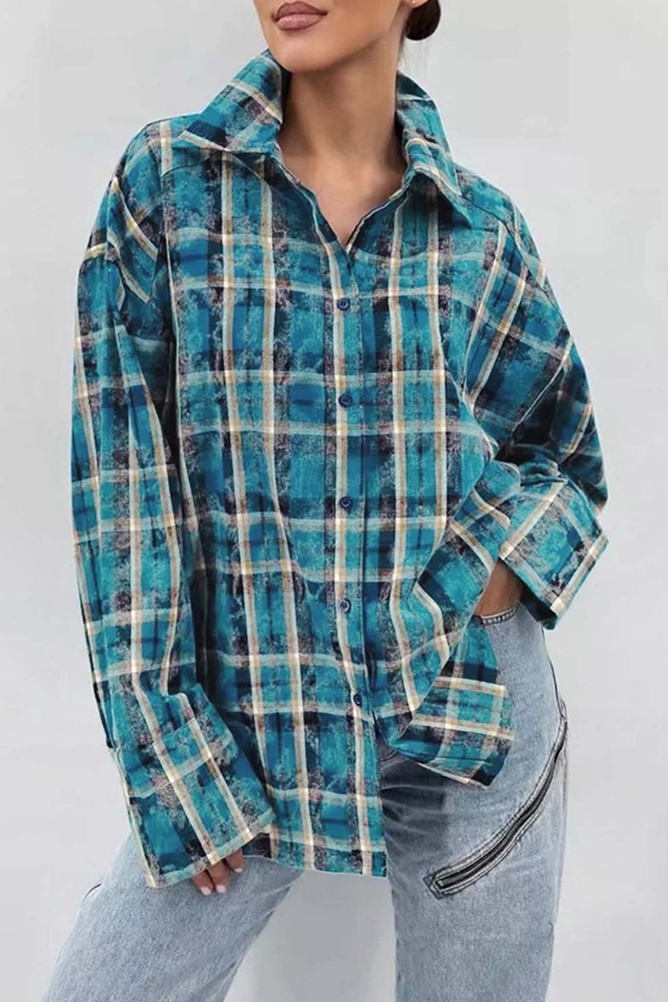 Plaid Oversized Blouse