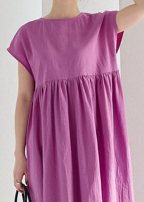 Rose Wrinkled Patchwork Cotton Long Dresses Summer Ly1313