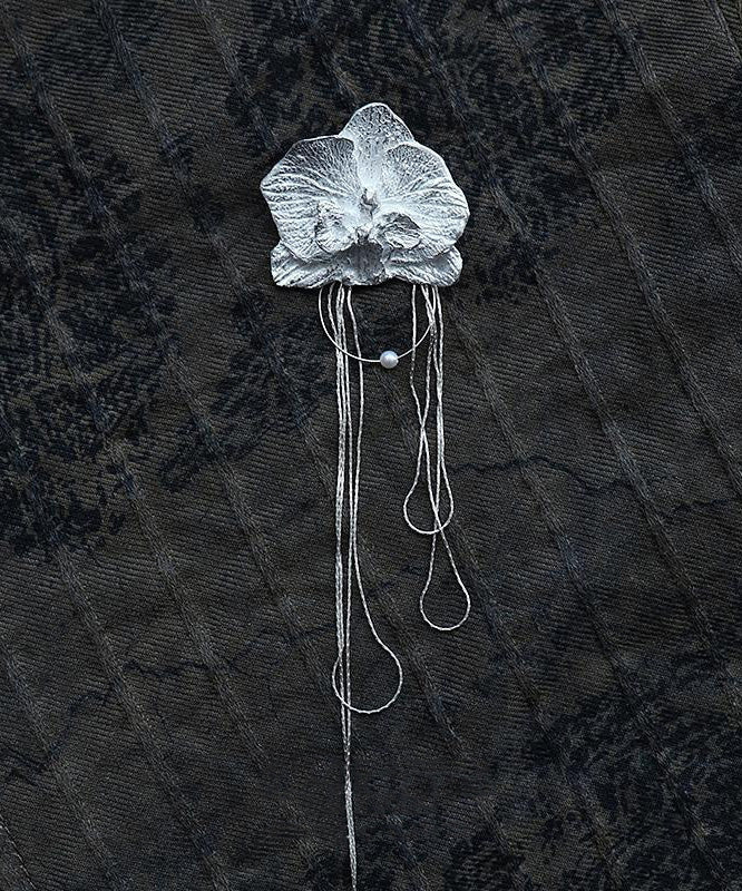 Silk Alloy Moth Orchid Tassel Drop Earrings