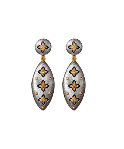 Silk Sterling Silver Four Leaf Clover Drop Earrings